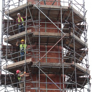 Underfall Yard's chimney under scaffolding